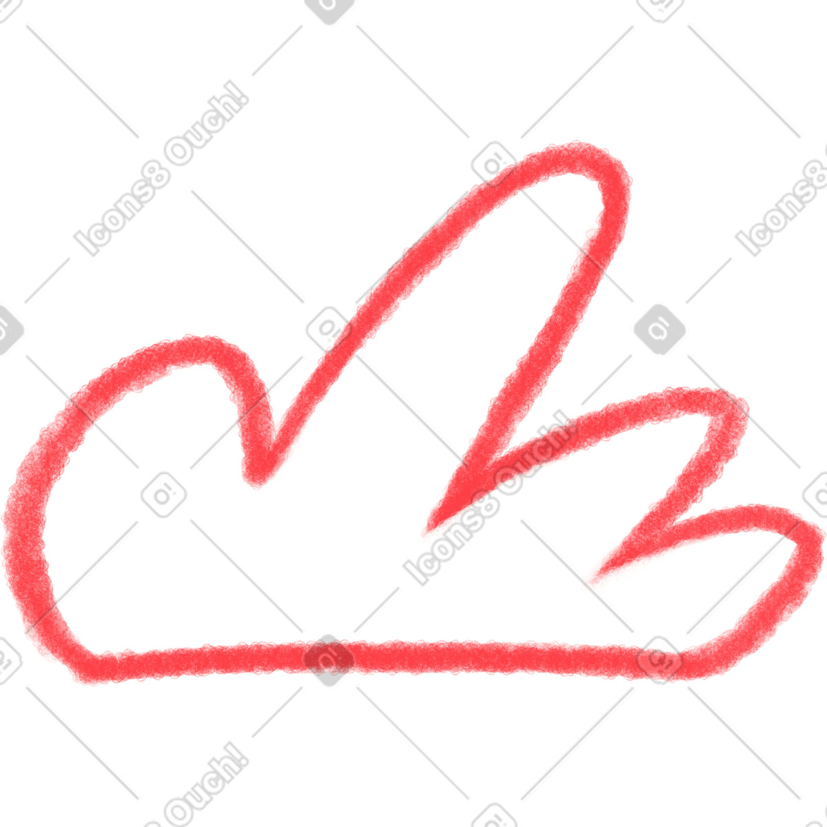 Red texture cloud illustration in Doodle style download in PNG, SVG