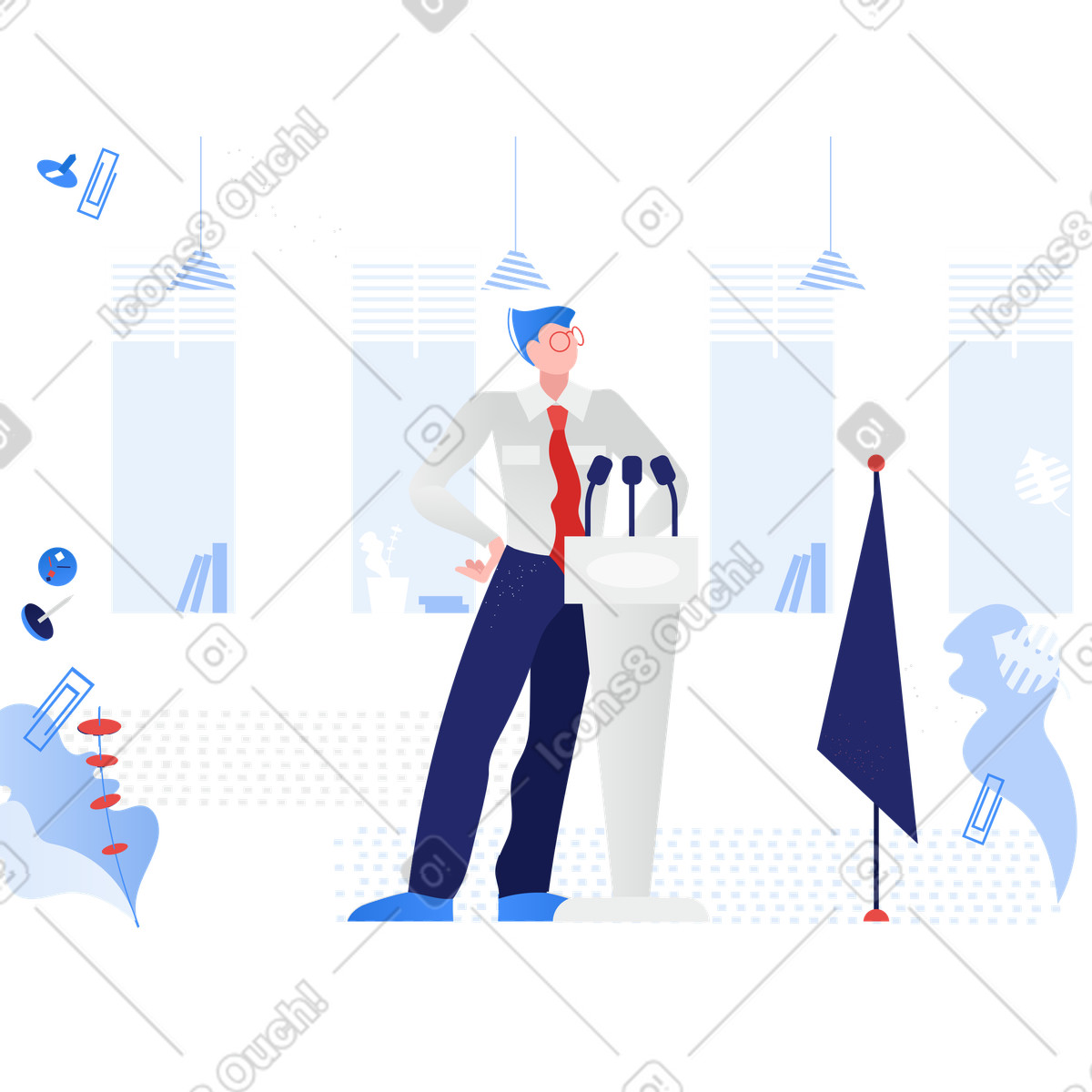 Male politician giving a speech illustration government clipart vector PNG download