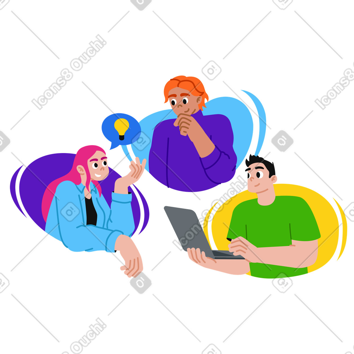 Remote workers having an online meeting illustration in Active style download in PNG, SVG