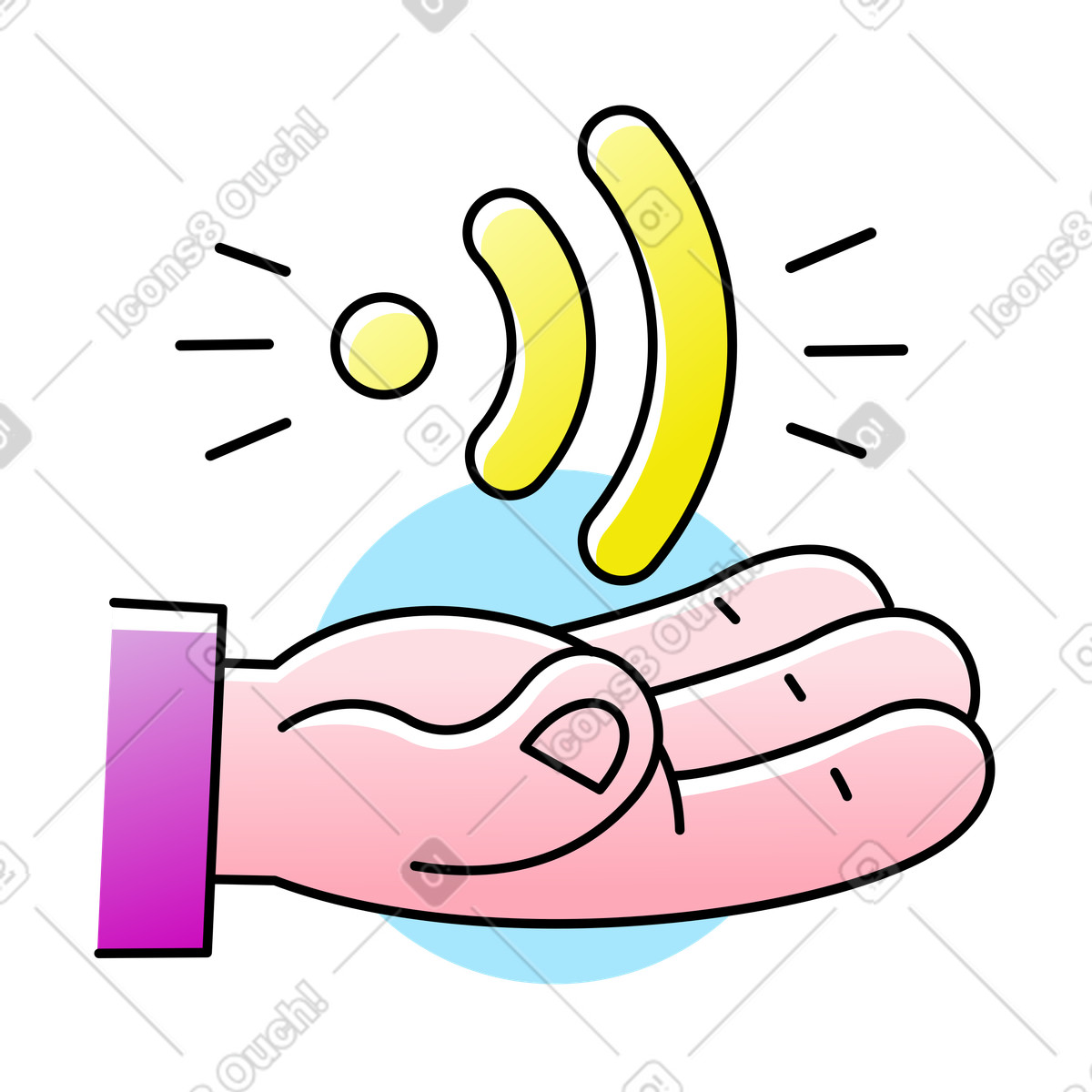 Hand with wi-fi symbol illustration hotspot clipart image available in GIF