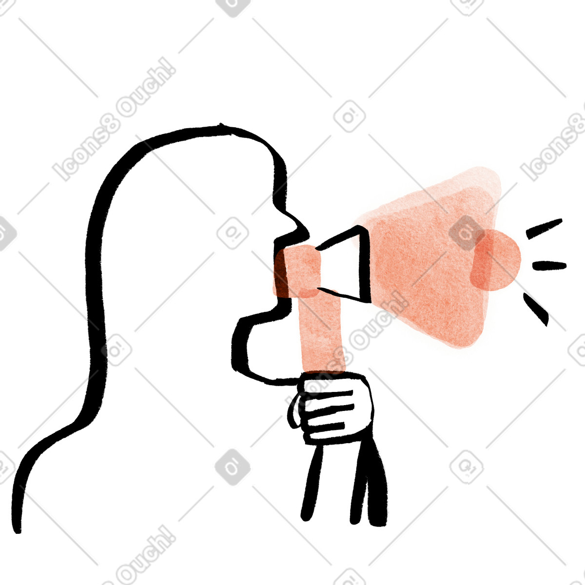 下载 Hand-drawn animation 风格的 Speaking through megaphone for marketing announcement and audience reach 插画，支持 PNG、SVG 格式
