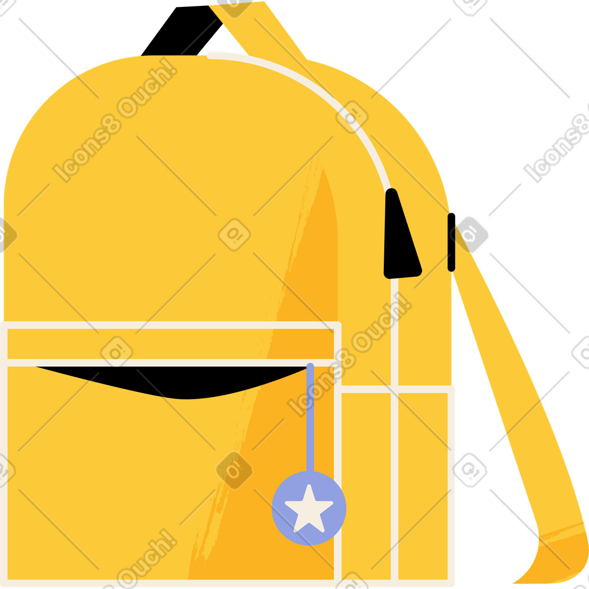 Yellow backpack with pockets-Illustration im Juicy-Stil als Download in PNG, SVG