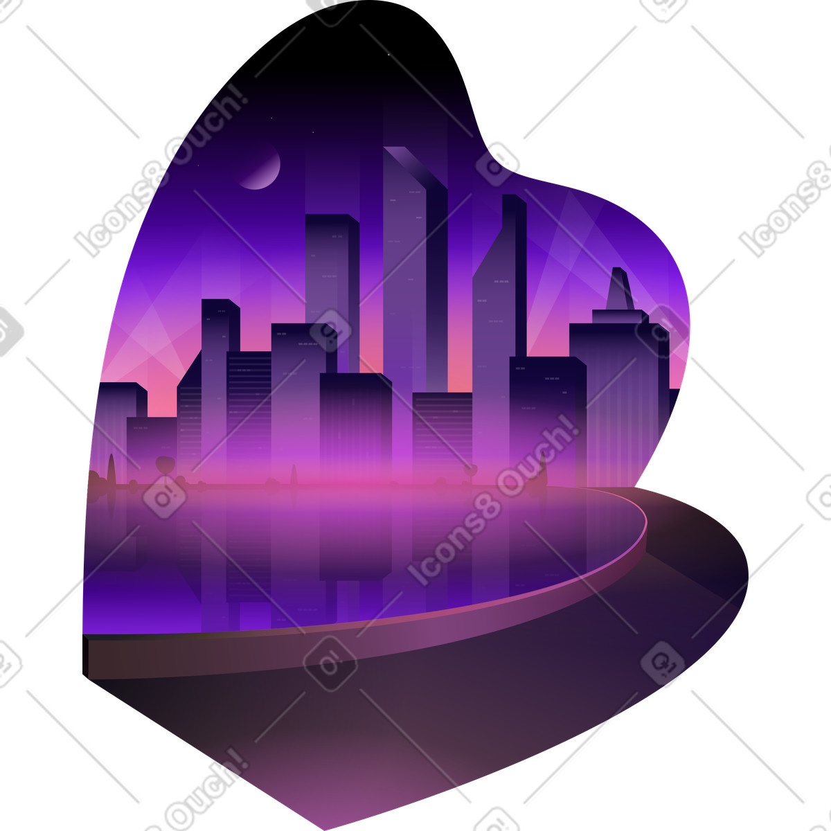Vivid スタイルの 夜の街の背景 のイラストをPNG、SVG形式でダウンロード