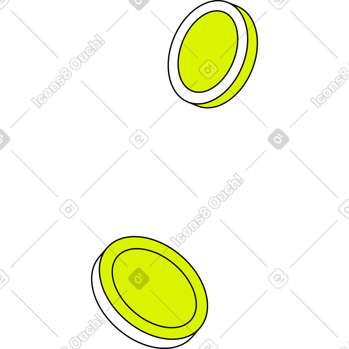 Isometric スタイルの 投げた2枚のコイン のイラストをPNG、SVG形式でダウンロード