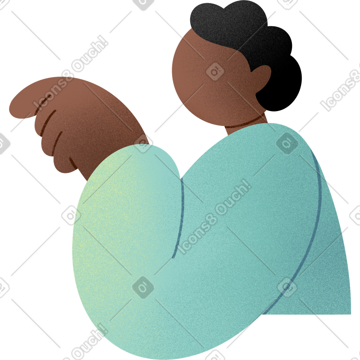 Junger mann, der mit dem finger zeigt-Illustration im Joy-Stil als Download in PNG, SVG