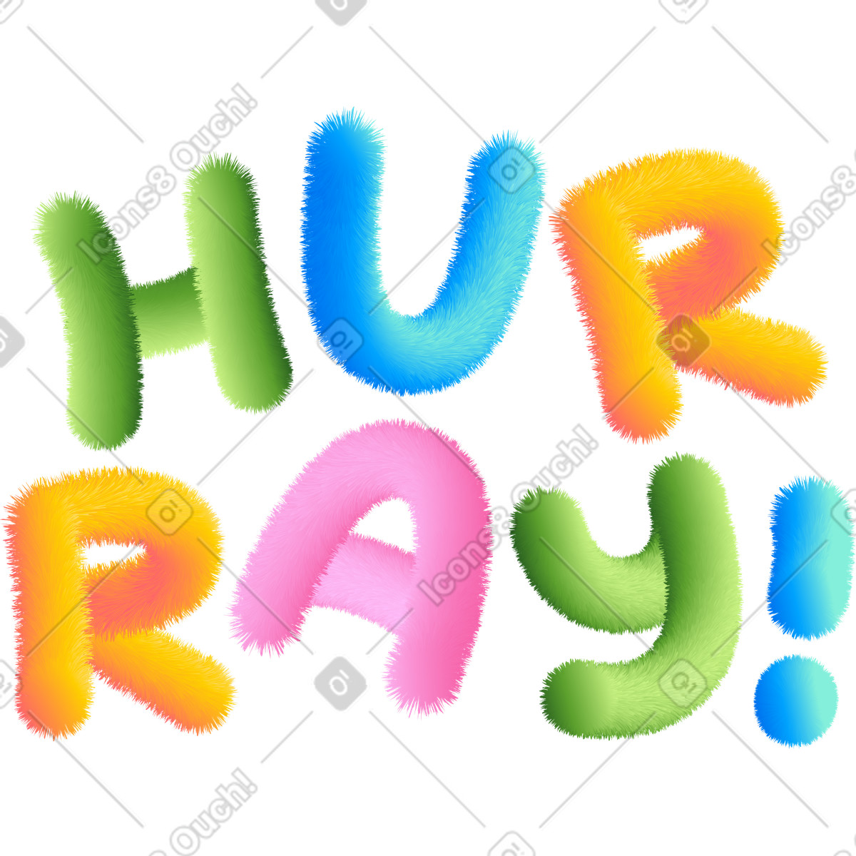 Ilustración Letras hurra en texto de estilo multicolor Lettering a descargar PNG y SVG