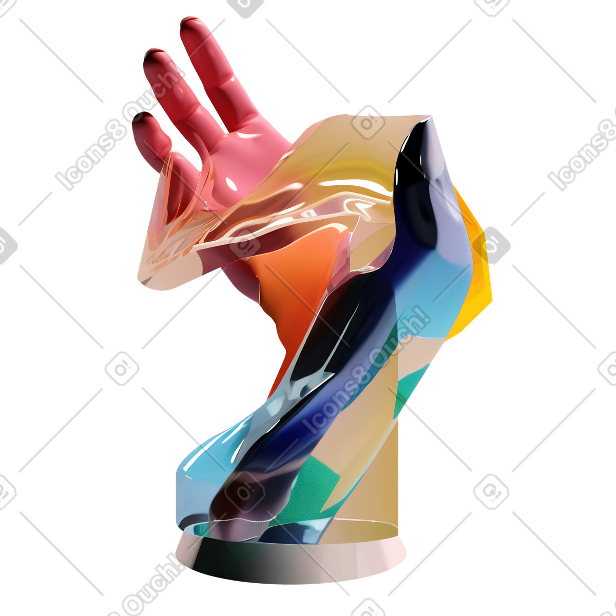 Abstrakte handskulptur mit flüssigen formen-Illustration im 3D Construction-Stil als Download in PNG, SVG