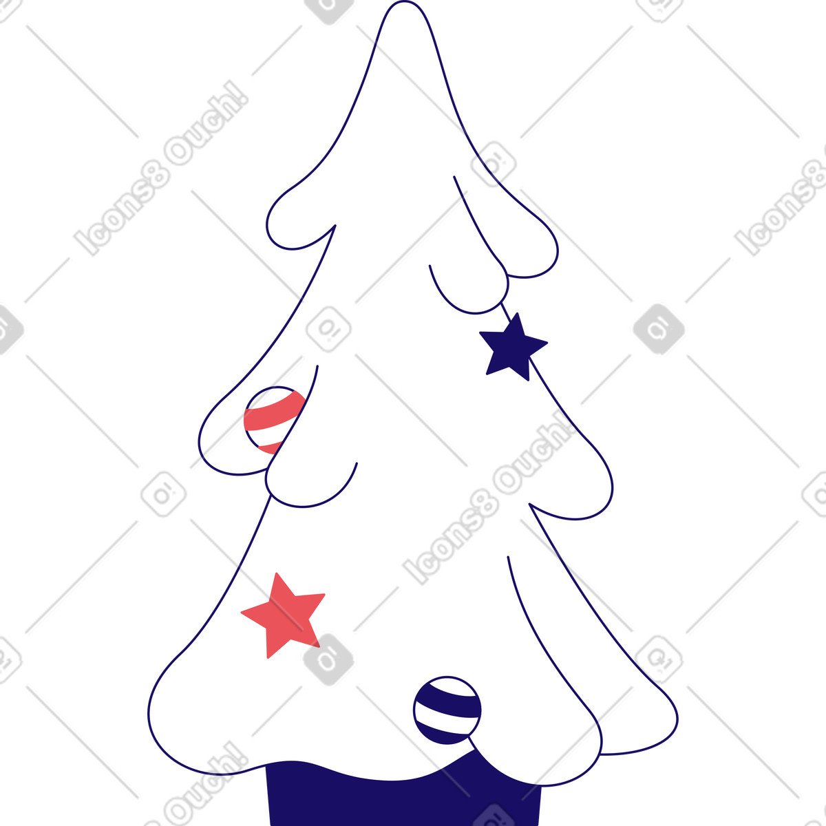 Ilustração de Árvore natal com enfeites em no estilo Bendy para baixar em PNG, SVG