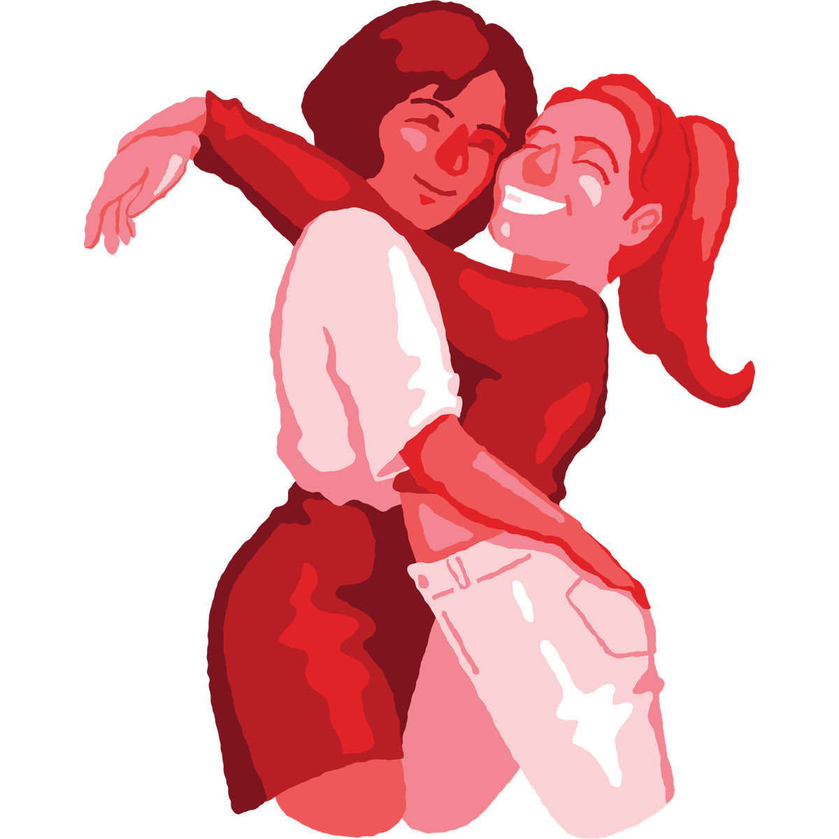 Cherry スタイルの Two women hugging のイラストをPNG、SVG形式でダウンロード