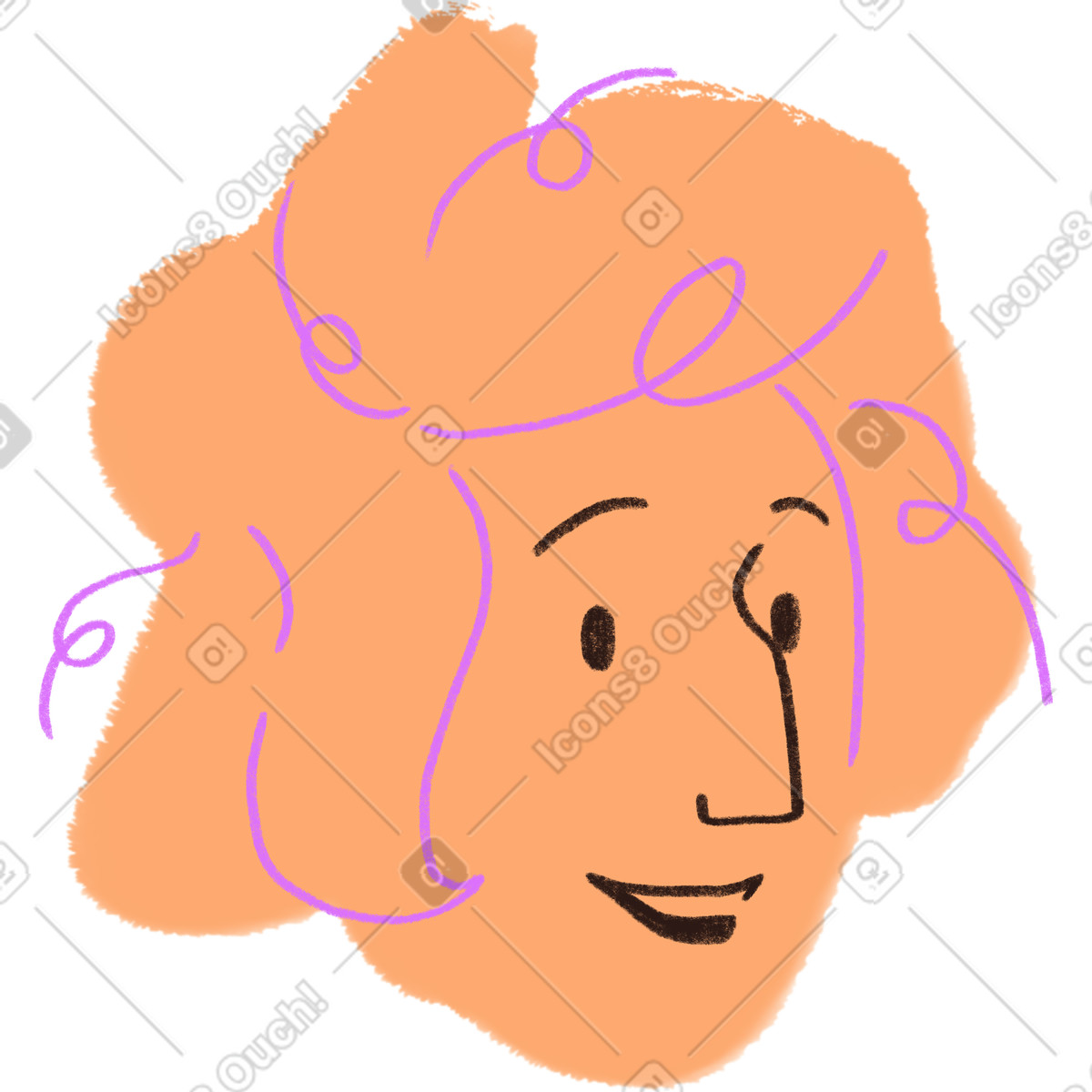 Ilustración Mujer joven sonriendo en estilo Blobby a descargar en PNG y SVG