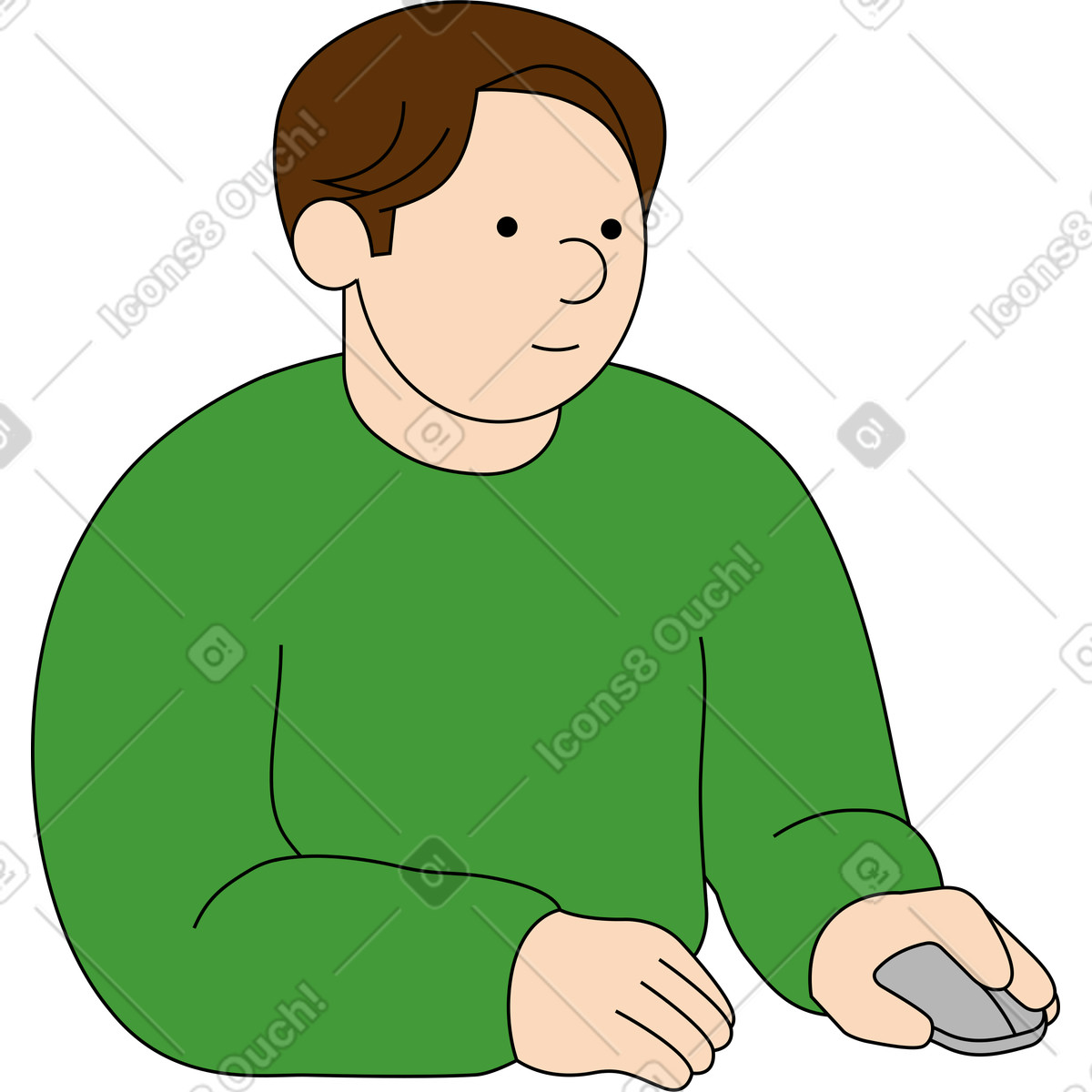 Ilustración Hombre haciendo clic en un ratón estilo Kindy a descargar PNG y SVG