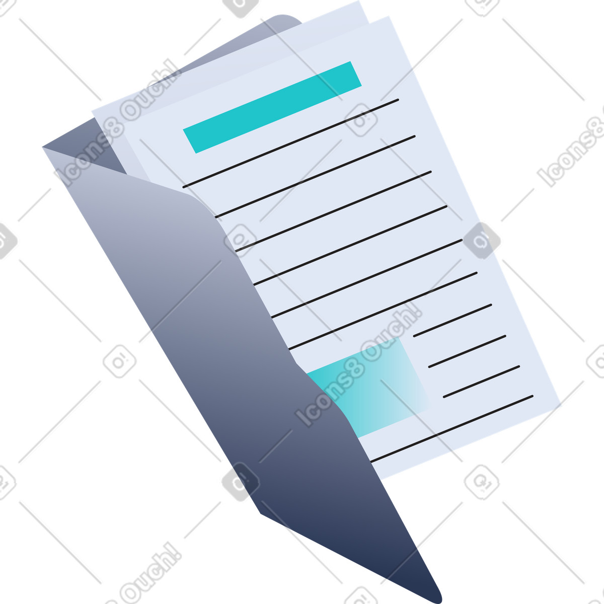 Folder with papers illustration in PNG, SVG