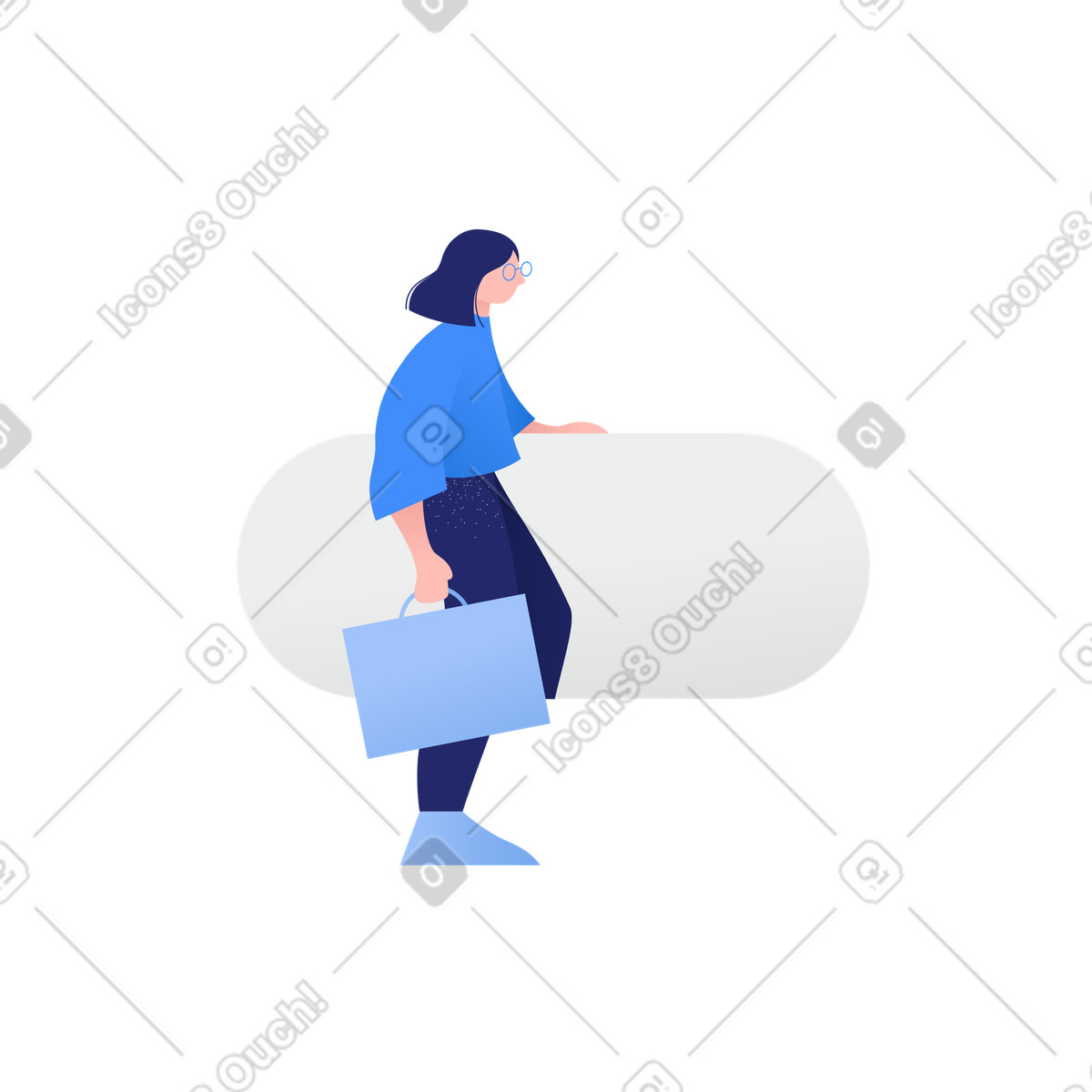 Ilustração de Mulher com maleta em no estilo Clip para baixar em PNG, SVG