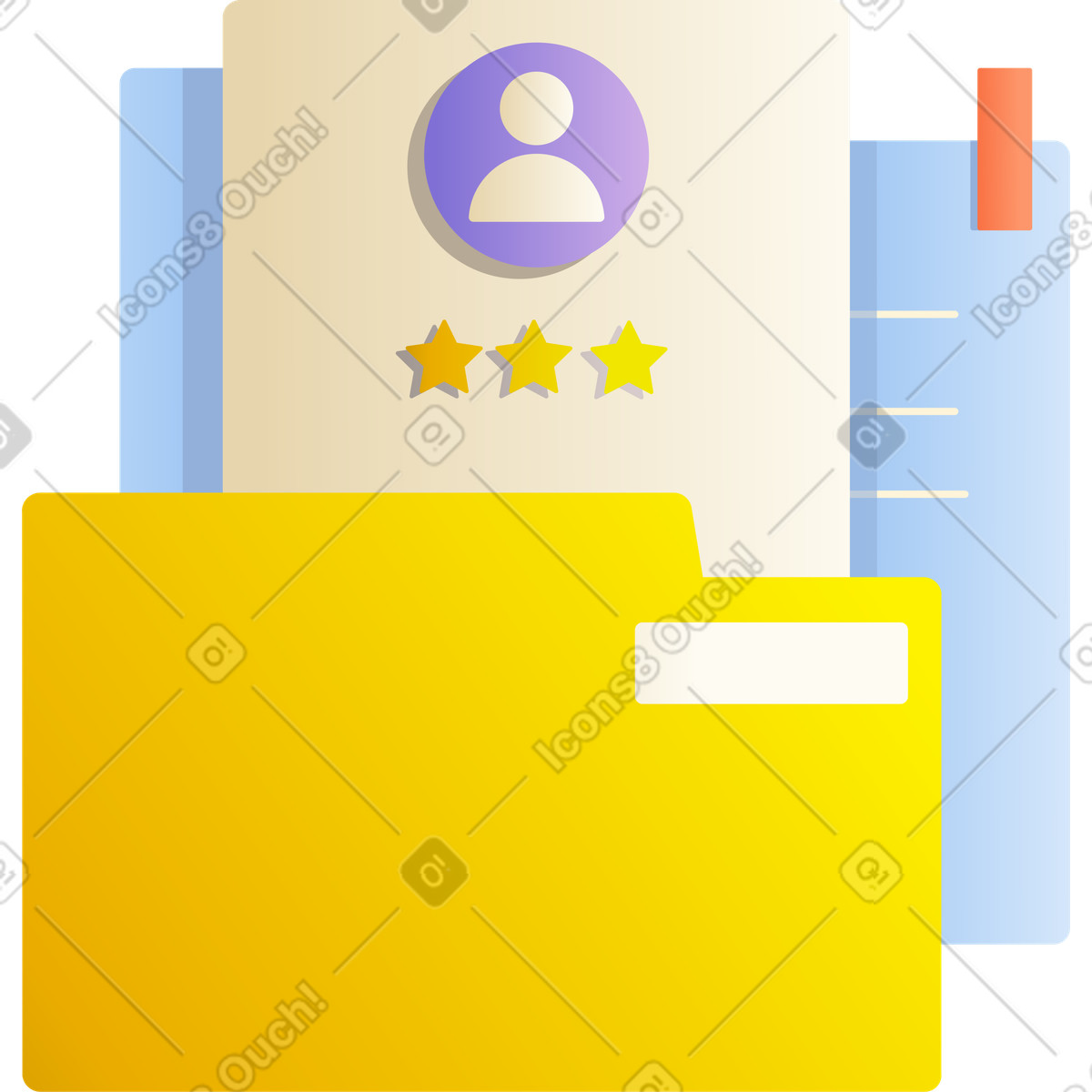 Ilustração de Pasta papel com arquivos em no estilo Silky para baixar em PNG, SVG