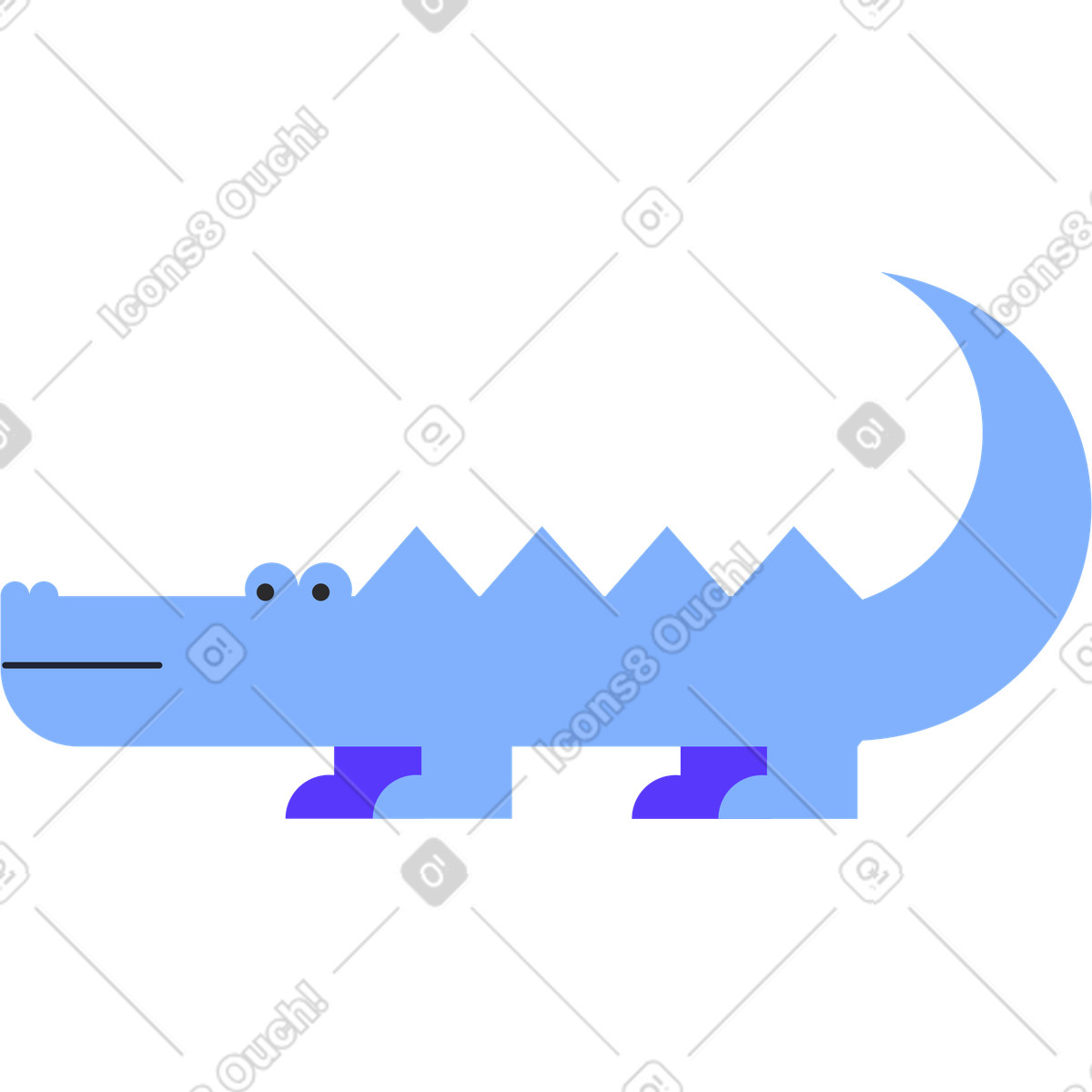 Crocodile illustration in Pablita style download in PNG, SVG