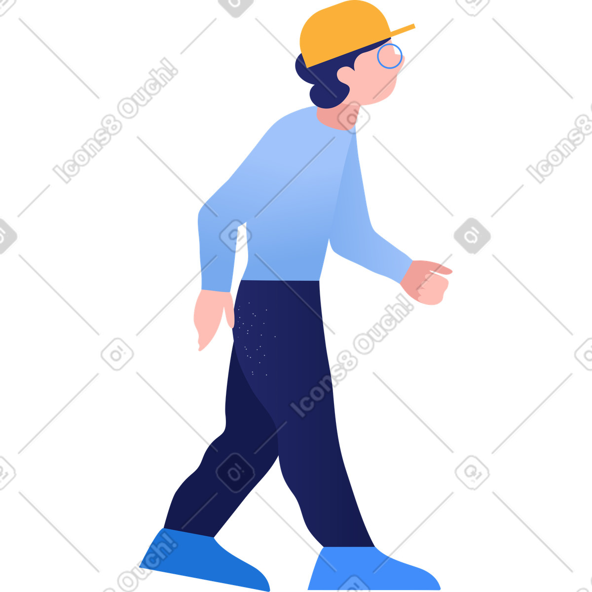 下载 Clip 风格的 男孩走 插画，支持 PNG、SVG 格式