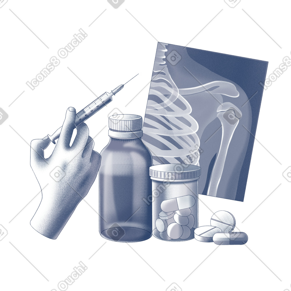 Medicines and x-rays-Illustration im Haze-Stil als Download in PNG, SVG
