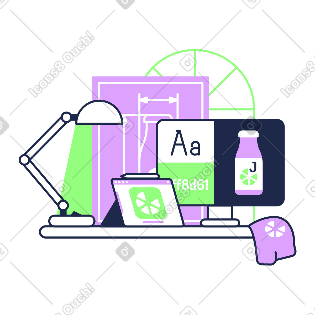 Progettazione e branding del packaging prodotto illustrazione in stile Outline scarica in PNG, SVG