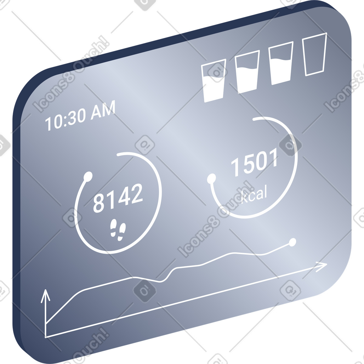 Smart mirror gesundheits- und fitness-dashboard-Illustration im Lucent-Stil als Download in PNG, SVG