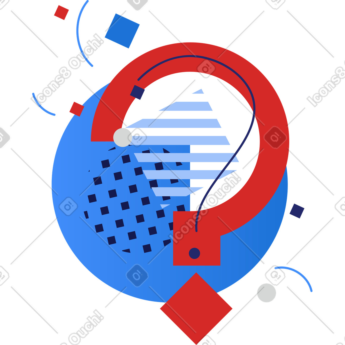 Question mark illustration in Clip style download in PNG, SVG