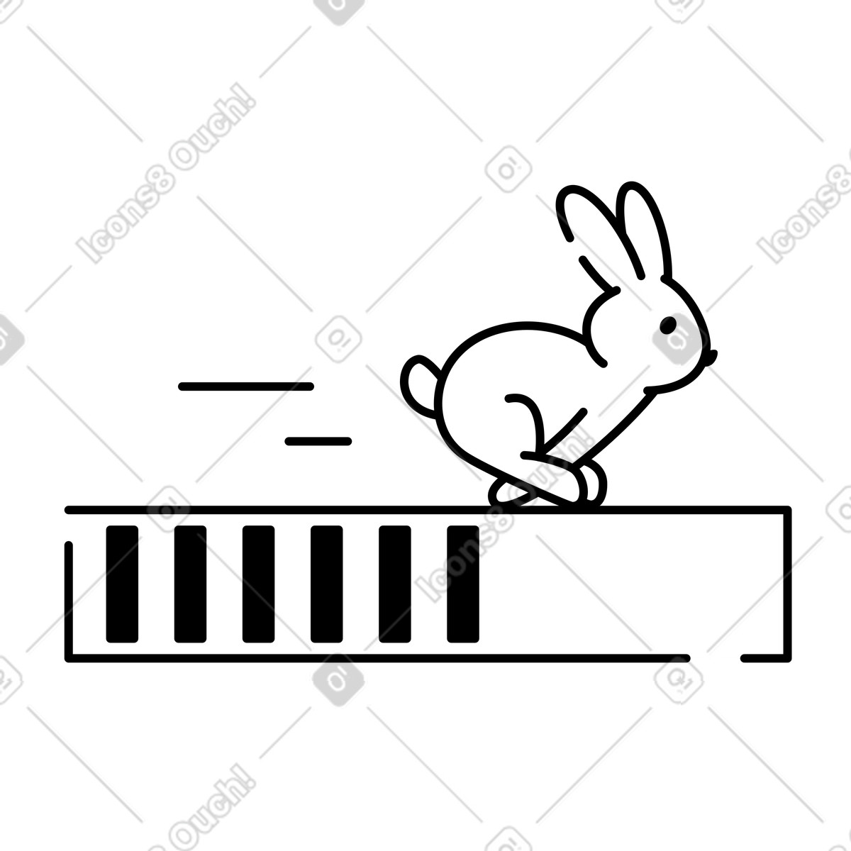 下载 Notion Line Art 风格的 Loading bar with sprinting rabbit symbolizing quick website performance 插画，支持 PNG、SVG 格式