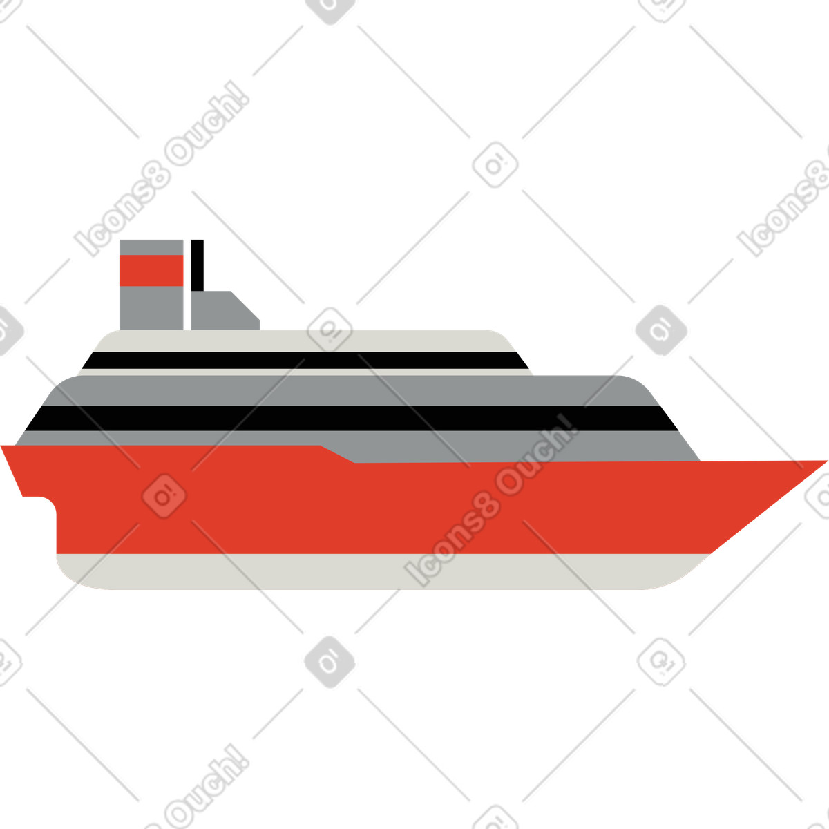 Cruise ship illustration in Burgundy style download in PNG, SVG