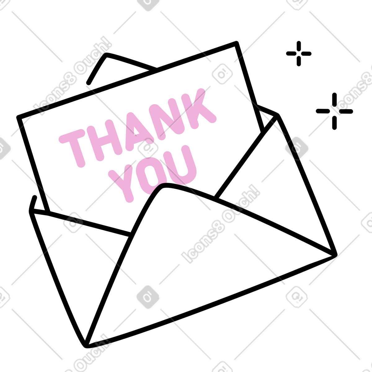 Ilustración Carta de agradecimiento en sobre envío estilo Mochi a descargar PNG y SVG