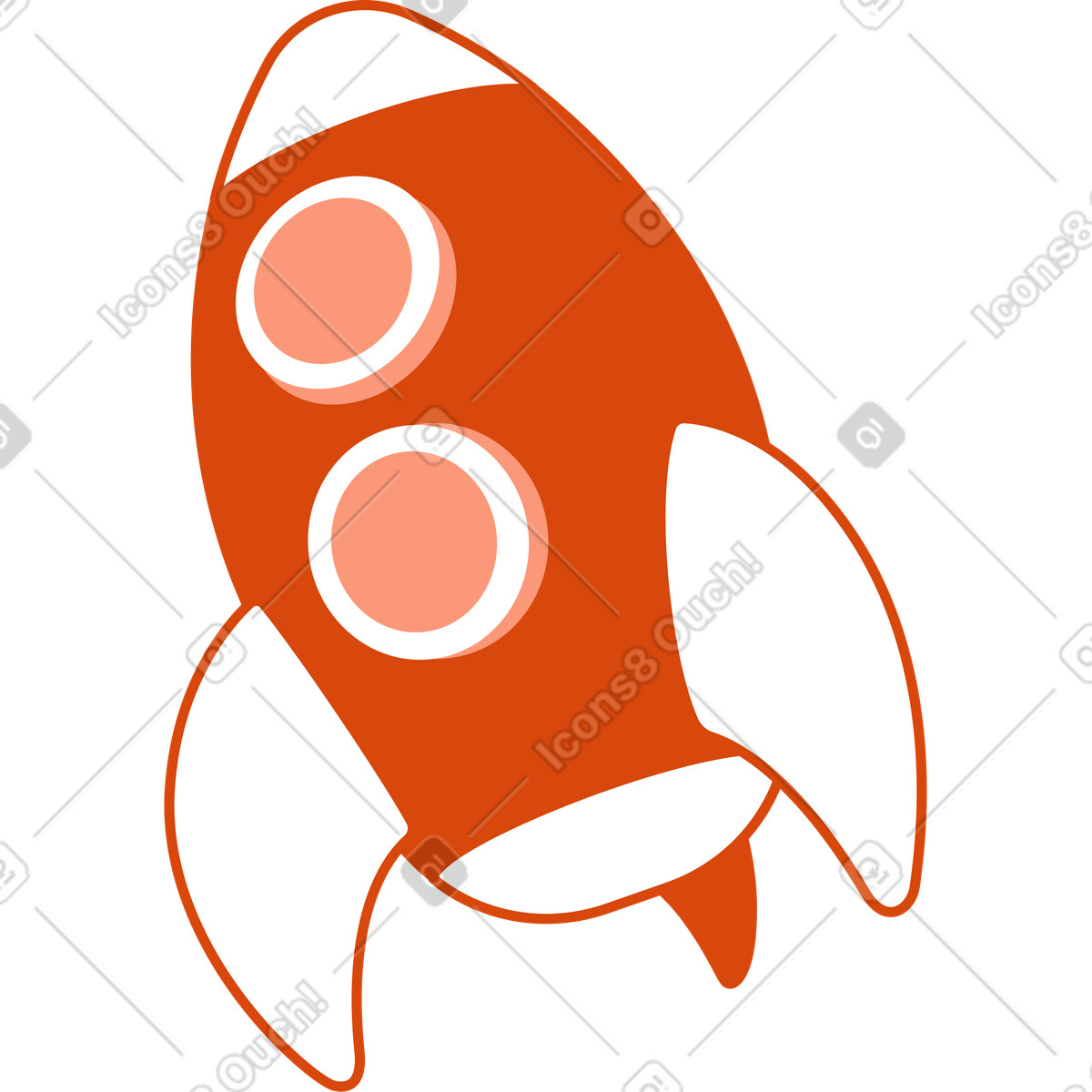 Orange rakete-Illustration im -Stil als Download in PNG, SVG