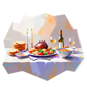 A colorful spread of traditional Passover dishes on a large table