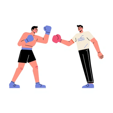 A boxer delivering a powerful punch to a training mitt held by a coach