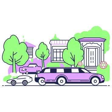 A luxurious limousine cruising through a high-end neighborhood