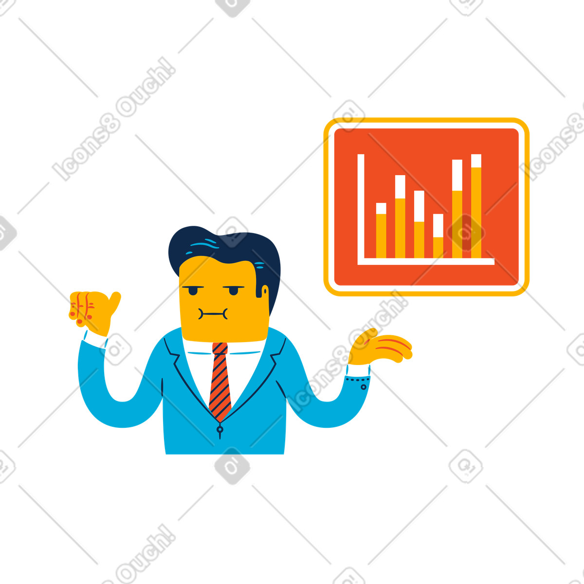 下载 Flame 风格的 在屏幕上显示分析数据的人 插画，支持 PNG、SVG 格式