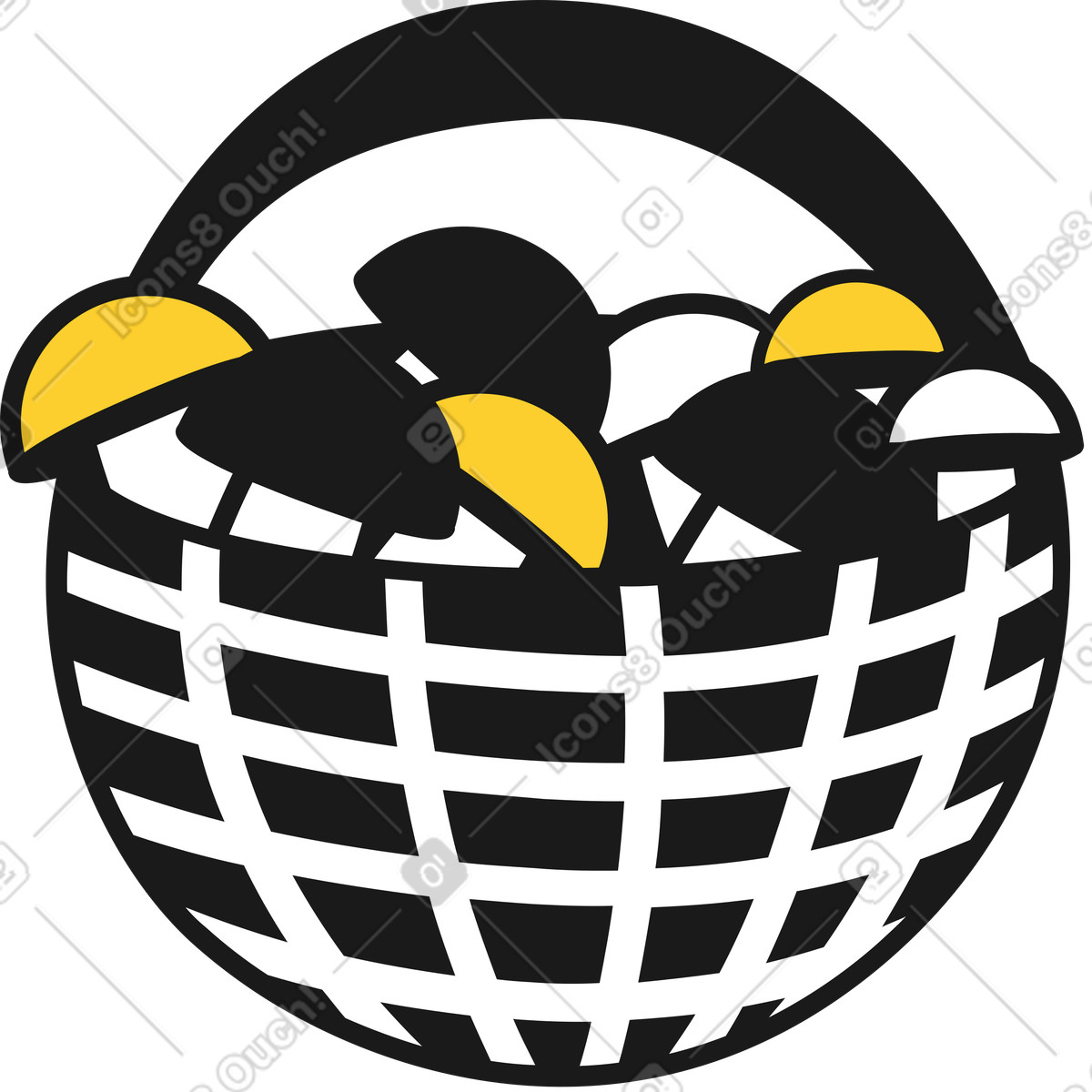 Basket with mushrooms illustration in Taxi style download in PNG, SVG