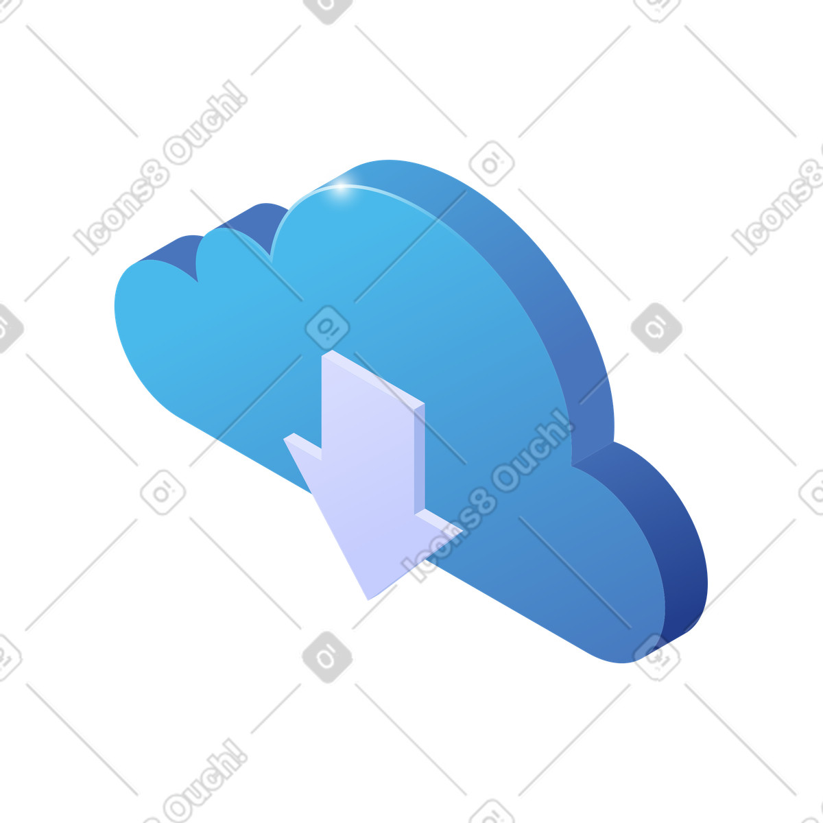 Nuvola con freccia rivolta verso il basso, download e trasferimento file illustration in PNG, SVG