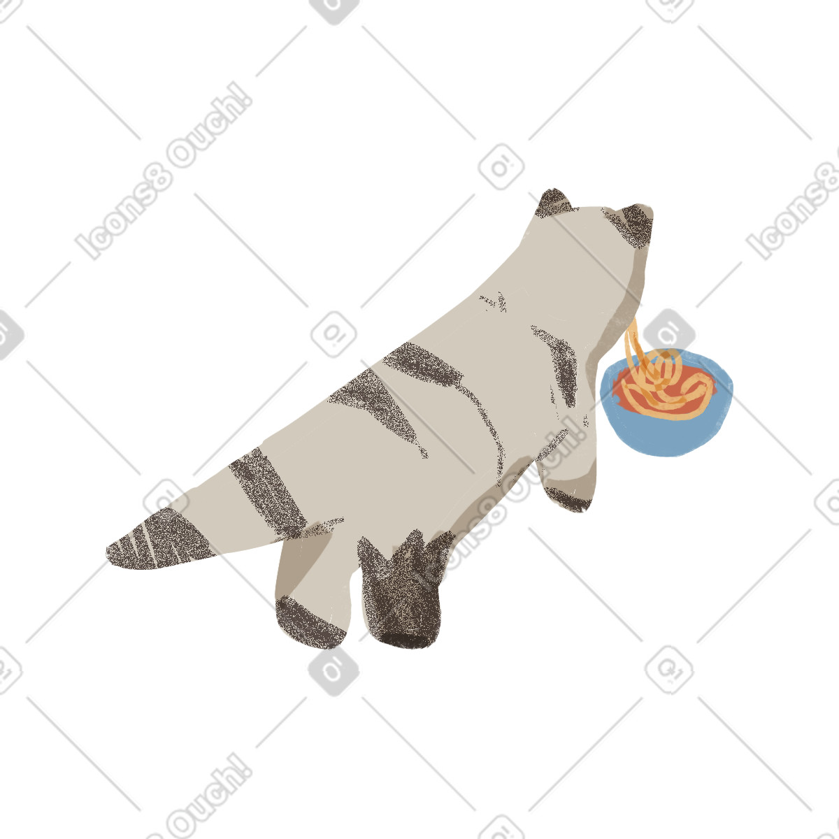 Ikigai スタイルの Gray cat のイラストをPNG、SVG形式でダウンロード