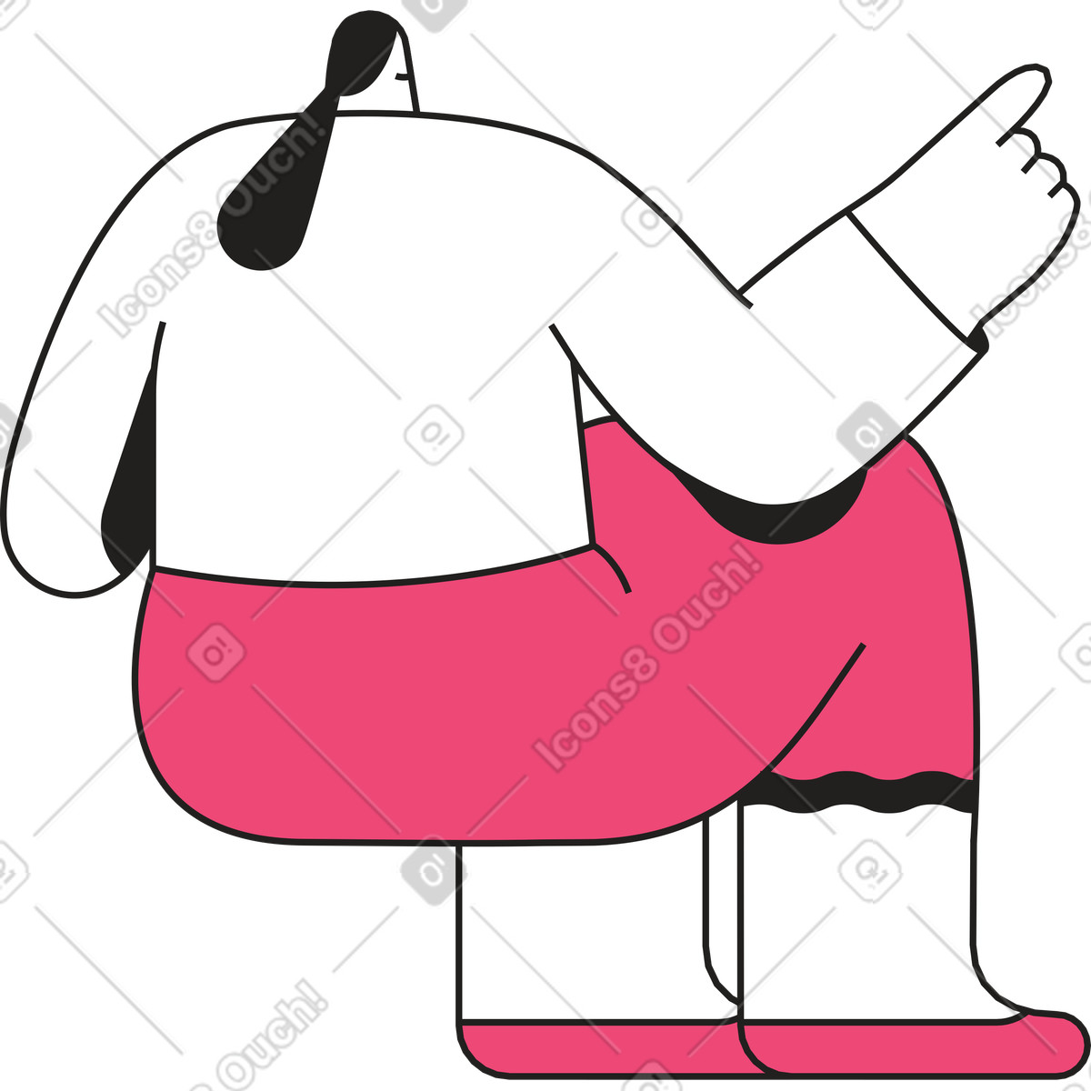 Illustration Fille assise montrant quelque chose dans le style Dazzle Line à télécharger aux formats PNG, SVG