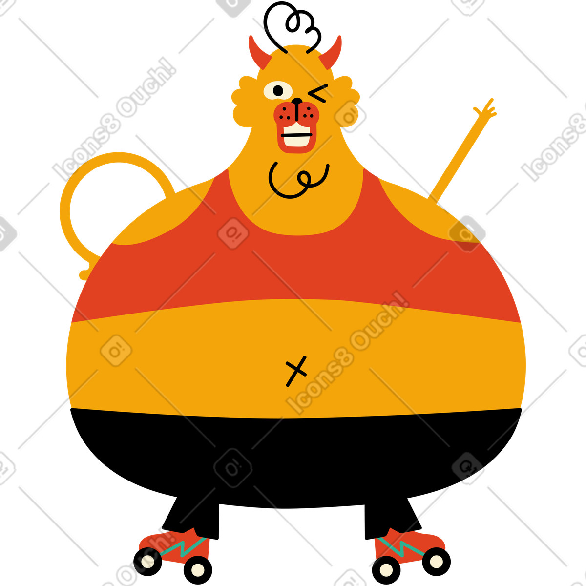 Jelly スタイルの ローラースケートのキャラクター のイラストをPNG、SVG形式でダウンロード