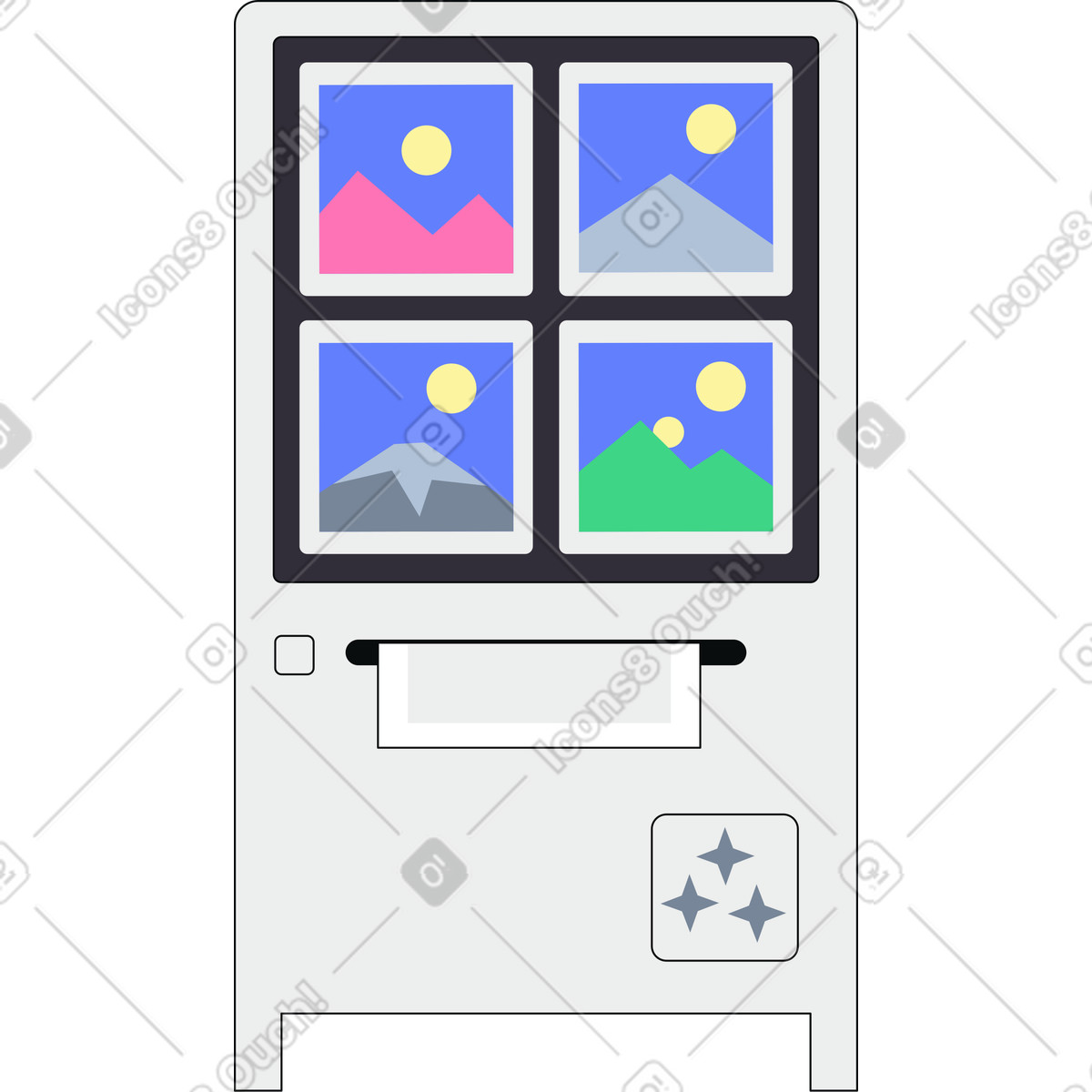 Ai generator vending machine illustration in Teko style download in PNG, SVG