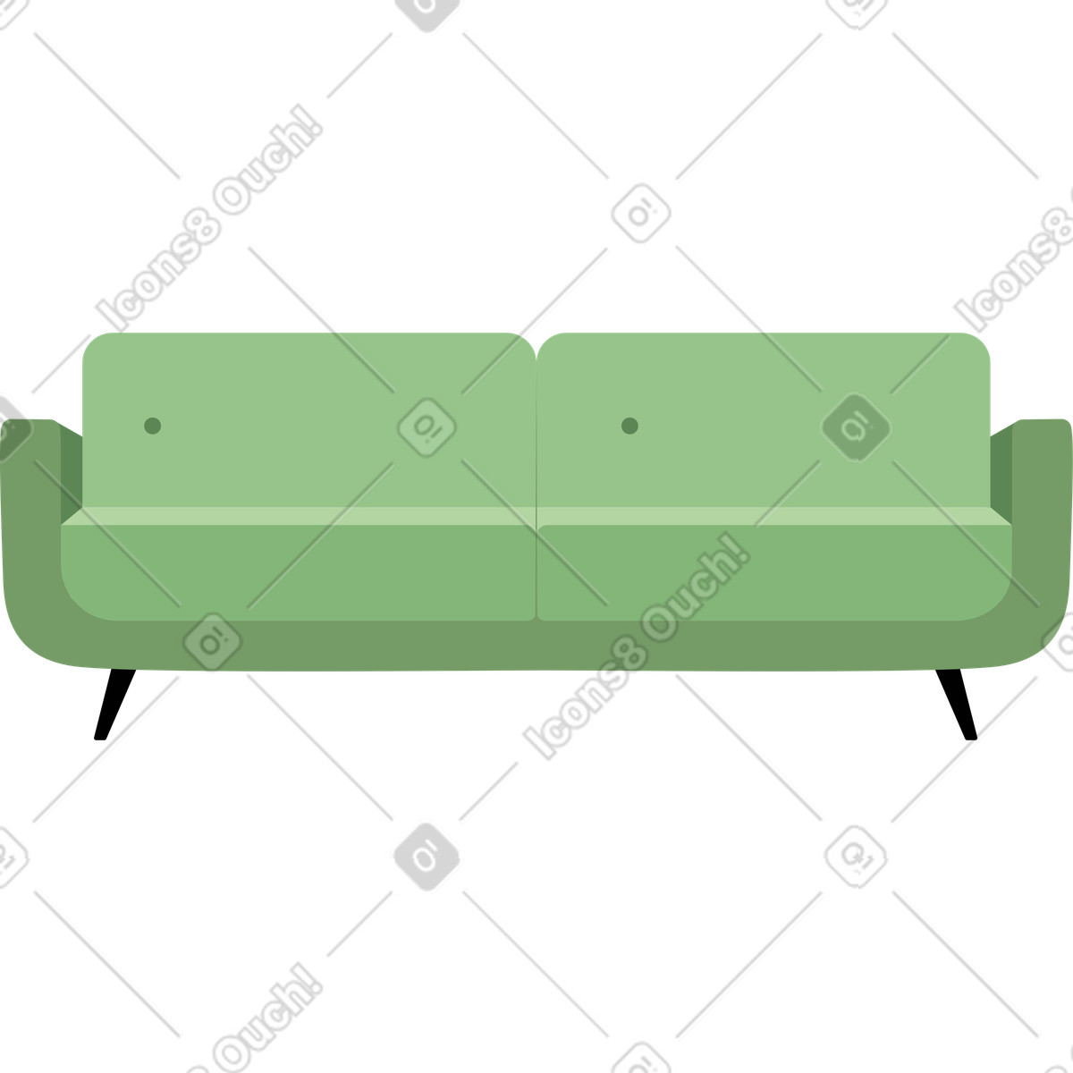 下载 Lagom 风格的 Green upholstered sofa with armrests 插画，支持 PNG、SVG 格式
