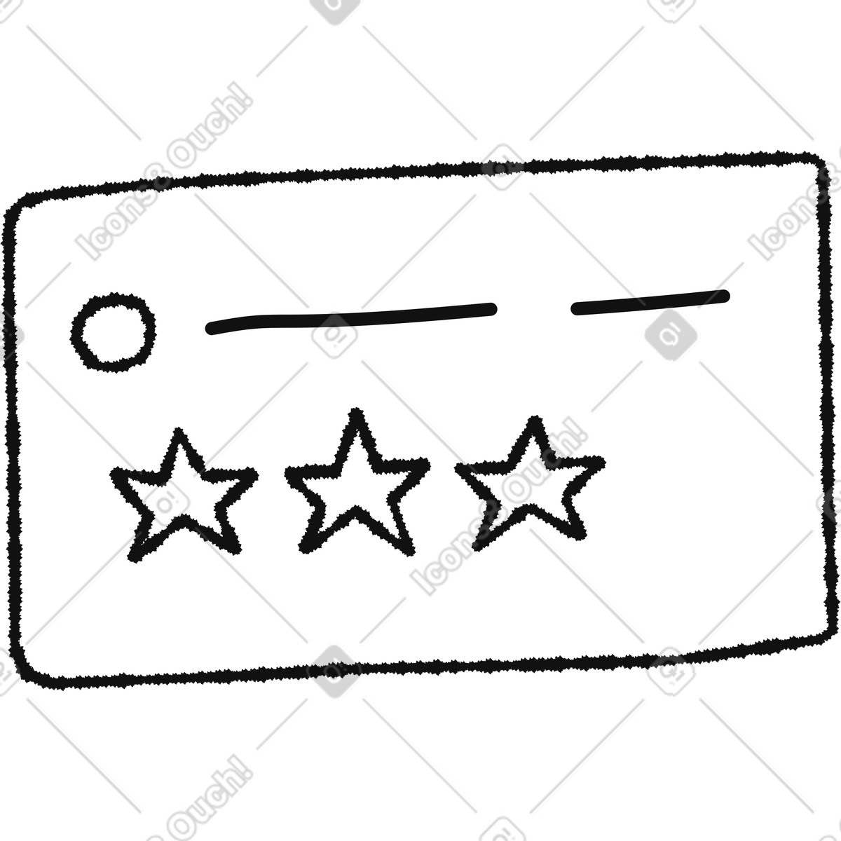 Stars rating task card with checkbox and title line illustration in Bold People style download in PNG, SVG