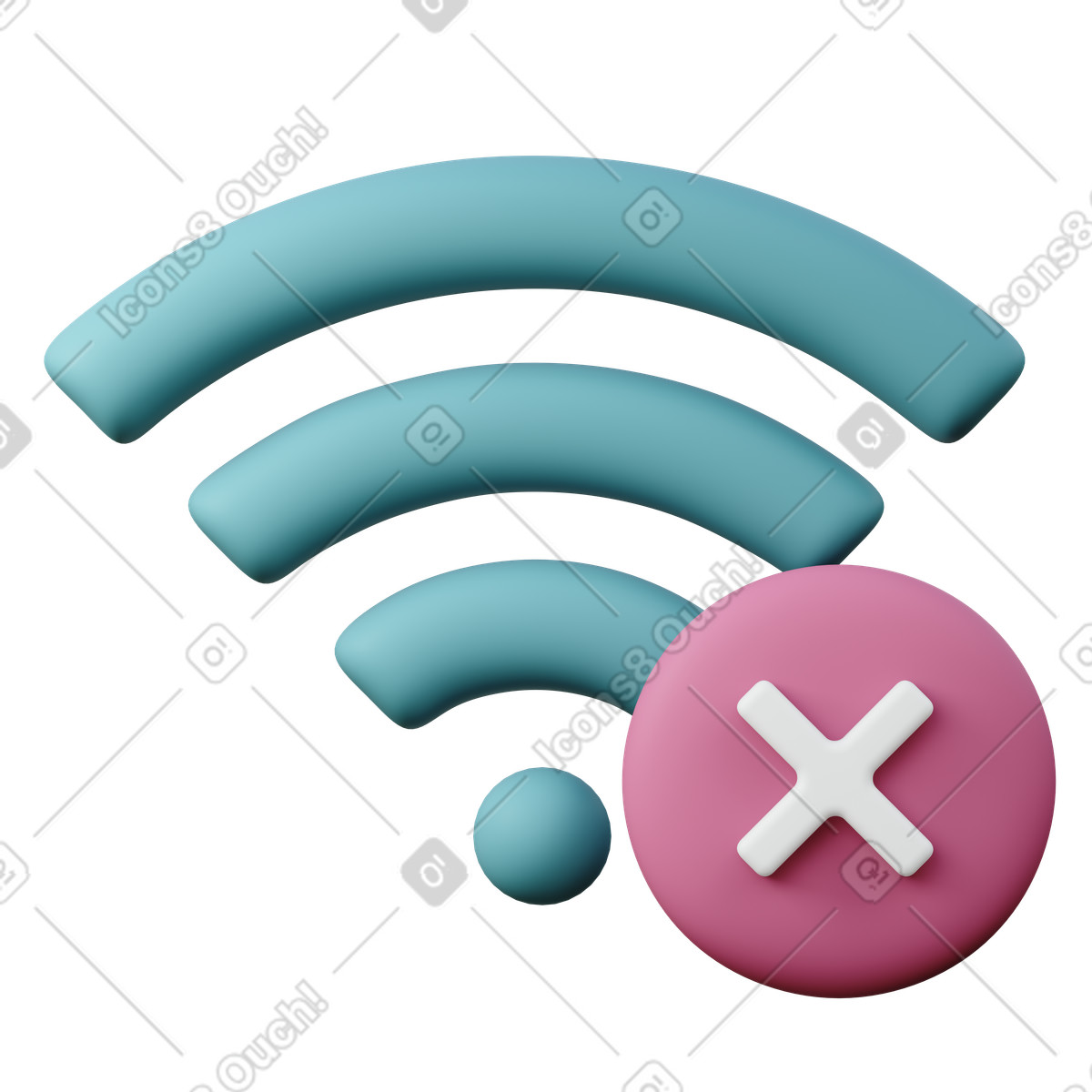 Ilustração de Wi-fi desconectado em no estilo 3D Sugary para baixar em PNG, SVG