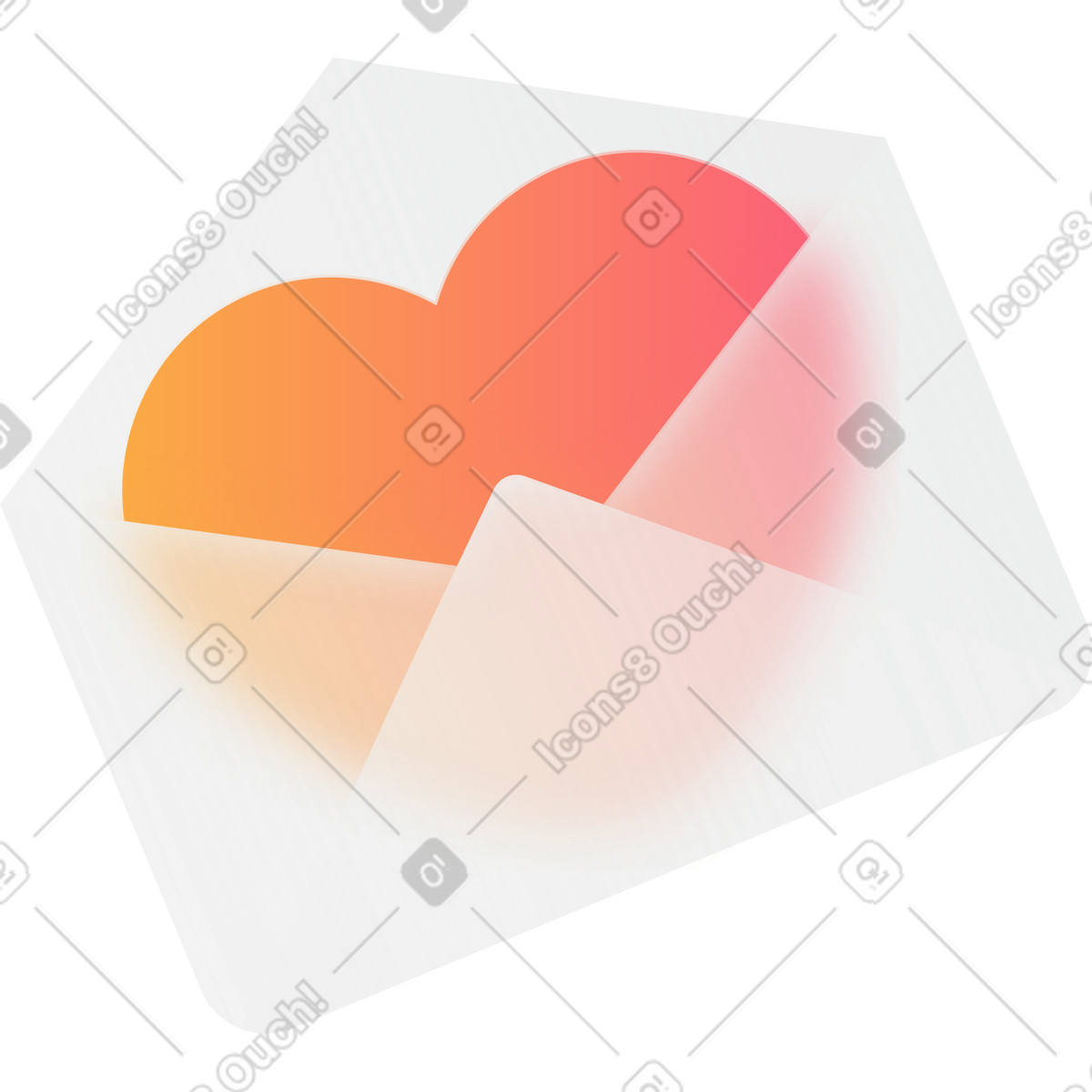 Transparent envelope with a heart inside illustration in Morphis style download in PNG, SVG