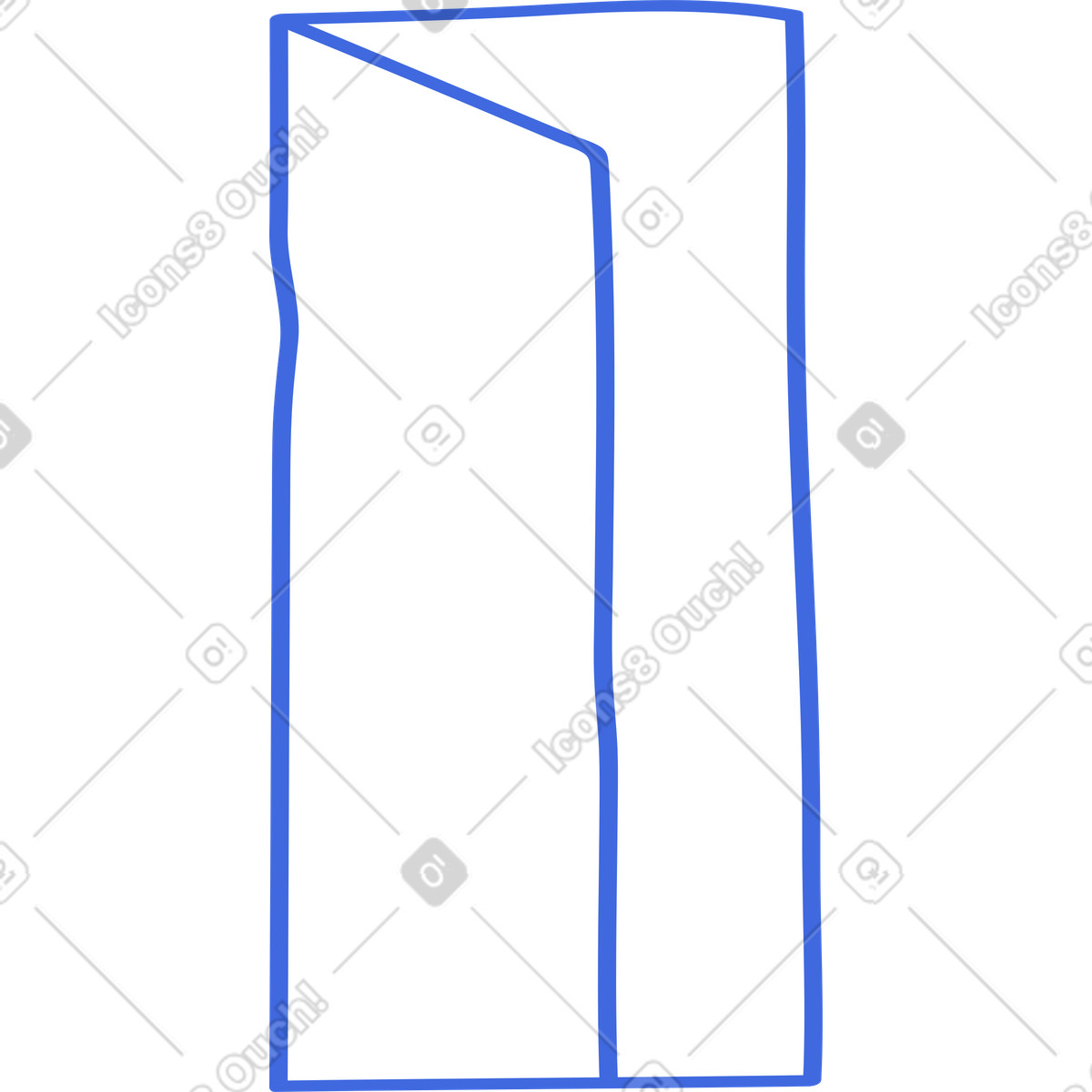 Door outline minimal single panel with angled top line illustrazione in stile Ballpoint Pen scarica in PNG, SVG