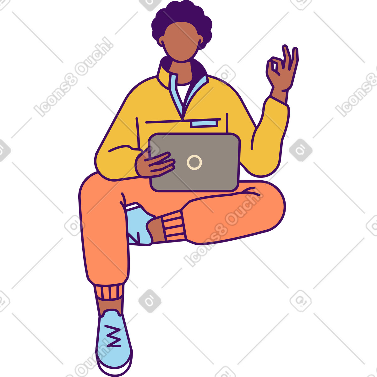 Man sitting with laptop illustration in Simplistic style download in PNG, SVG