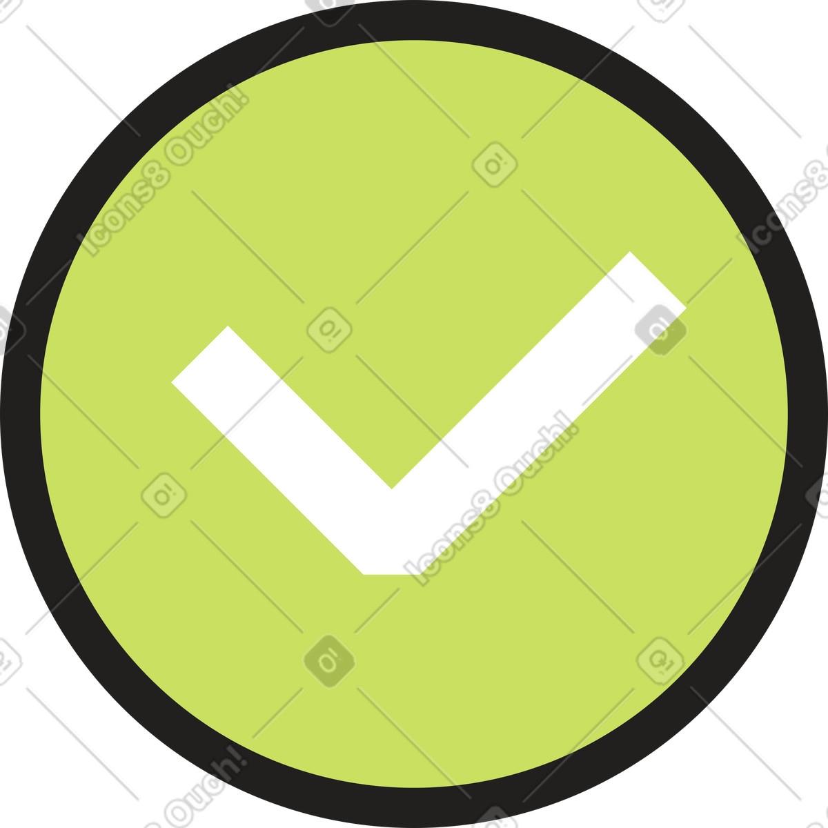 Icona rotonda con segno di spunta illustrazione in stile Dazzle scarica in PNG, SVG