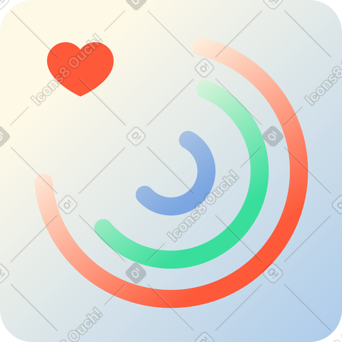 Activity rings and heart rate illustration in Beam style download in PNG, SVG