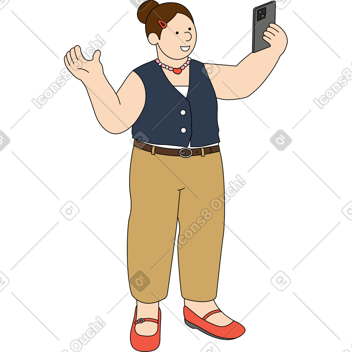 下载 Kindy 风格的 有电话的女人 插画，支持 PNG、SVG 格式