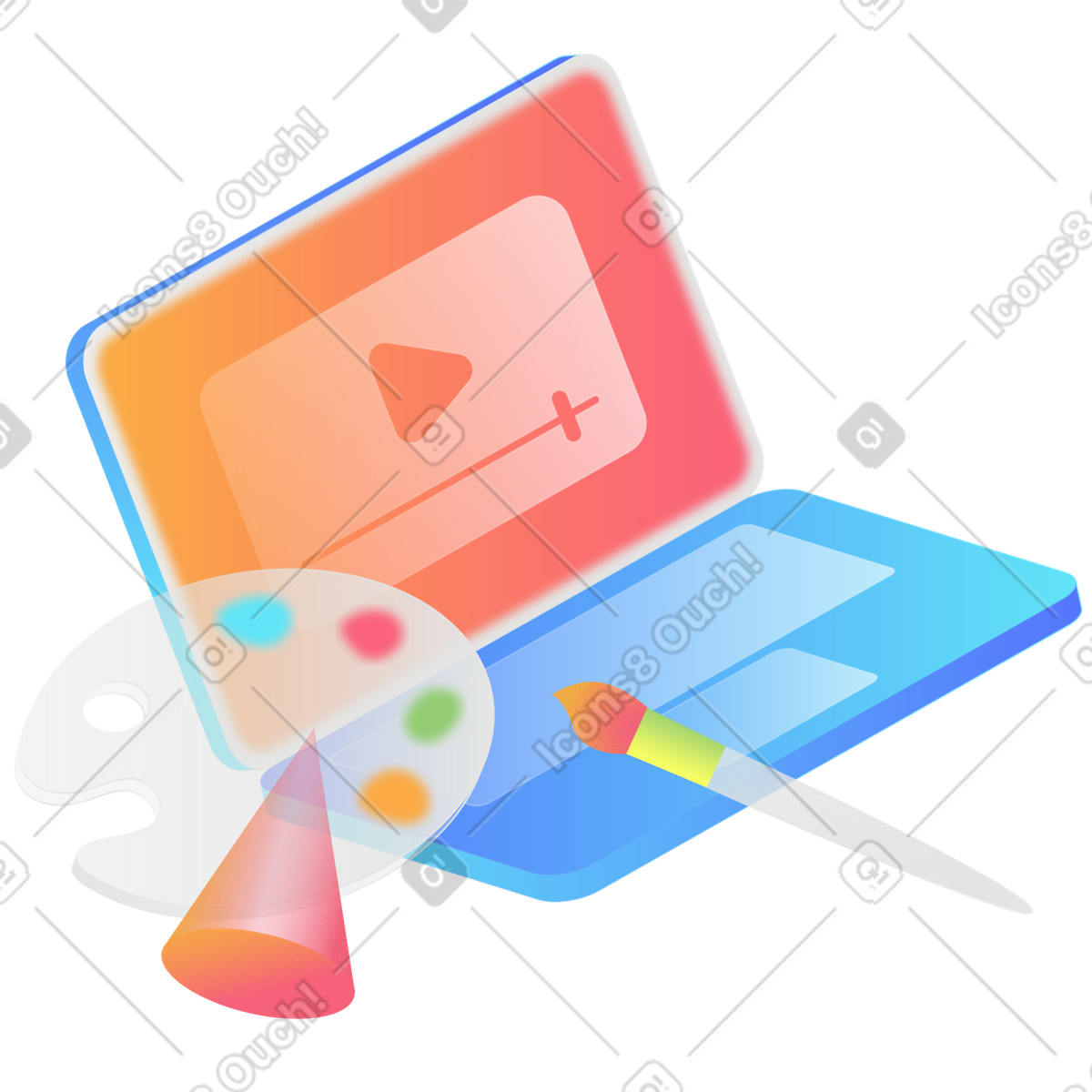 Digital art online learning illustration in Morphis style download in PNG, SVG
