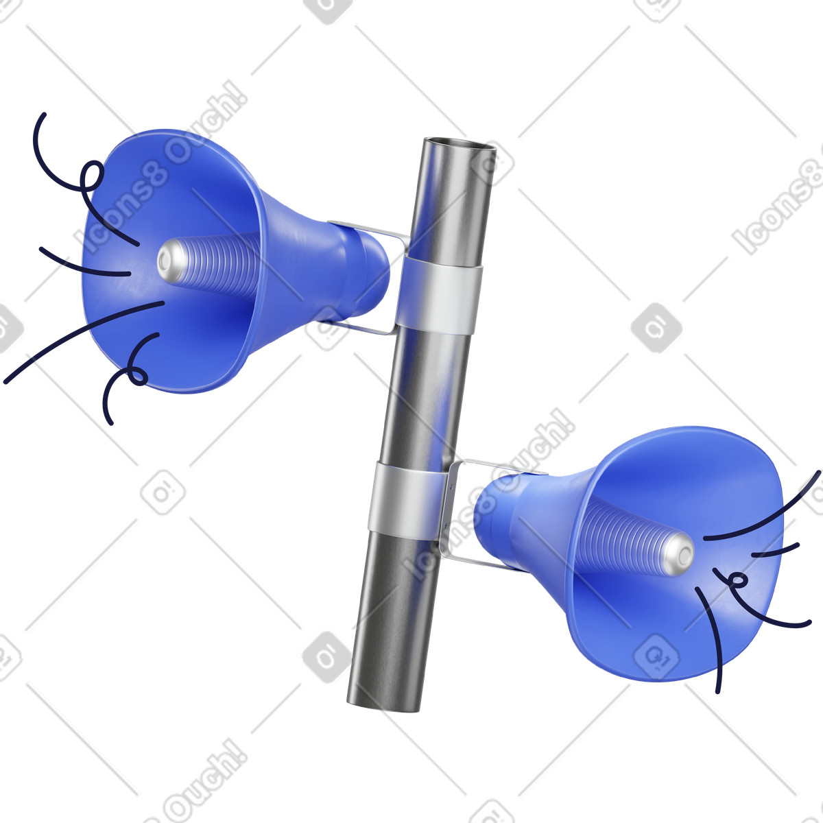 Ilustración Announcement megaphones for emergency warning and notification en estilo 3D Surfaced a descargar en PNG y SVG