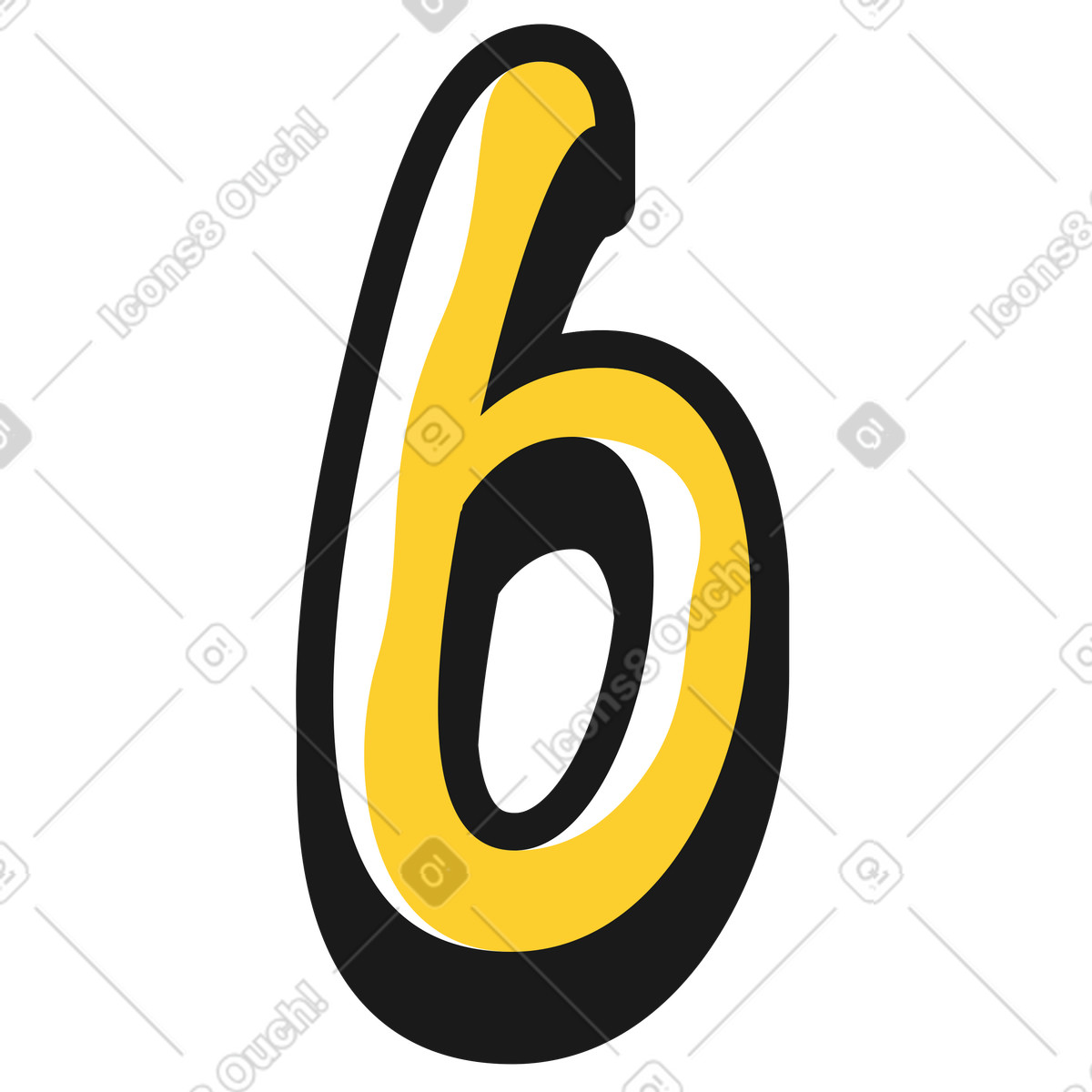 Lowercase letter b illustration in Taxi style download in PNG, SVG